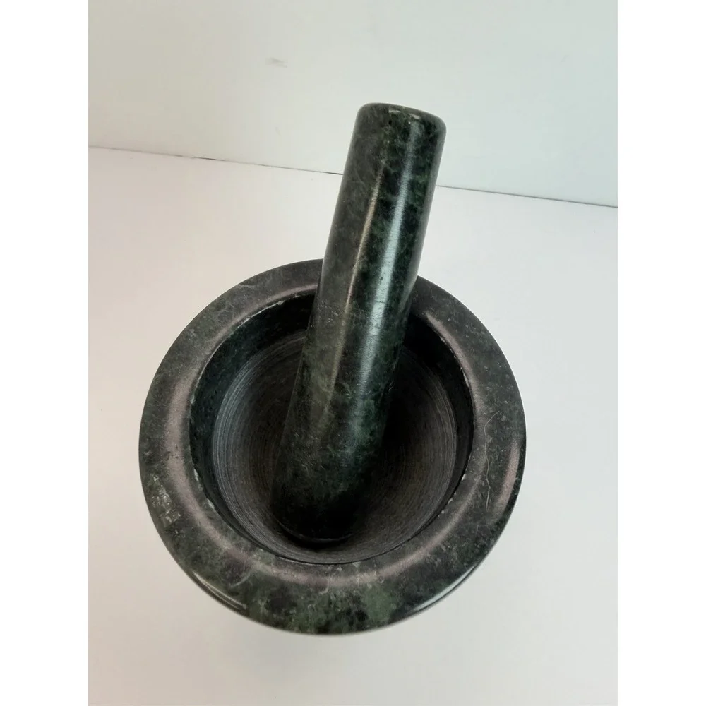 Green Marble Stone Mortar And Pestle Kitchen Utensil Decor 4